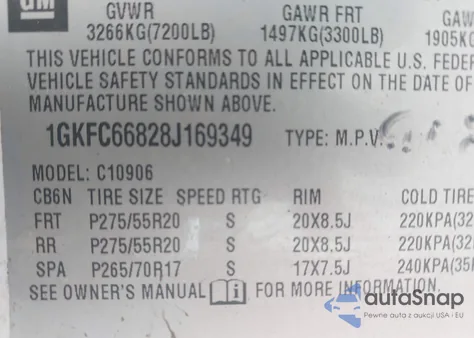 2008 GMC Yukon Xl 1500 Denali from USA, damaged, VIN 1GKFC66828J169349